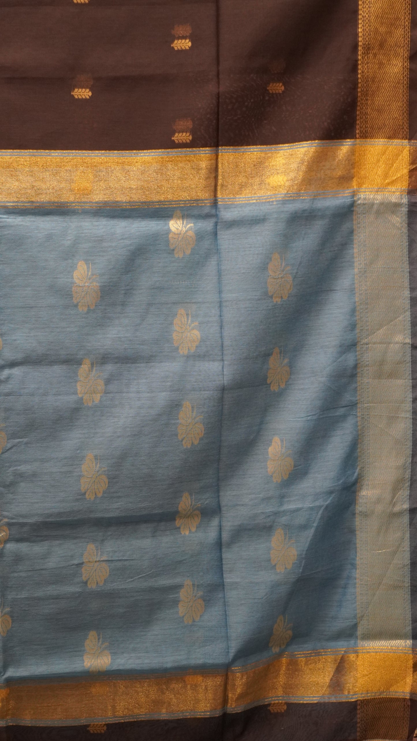 Maheswari Cotton Saree Butterfly Print-Black