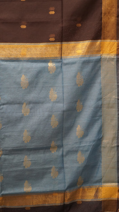 Maheswari Cotton Saree Butterfly Print-Black