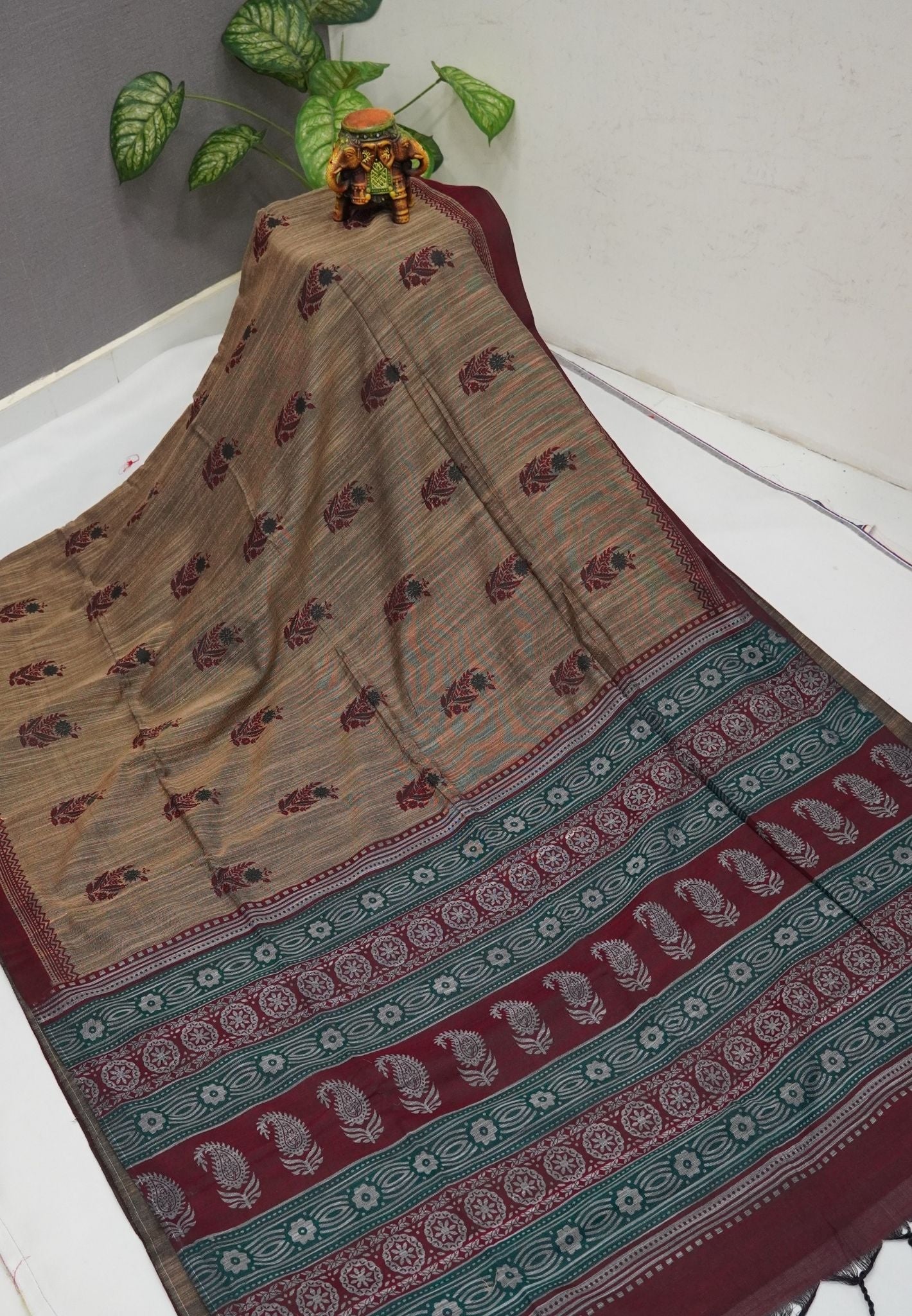 Sambalpuri Cotton Saree-Beige