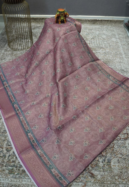 Tissue Kota Saree-Purple