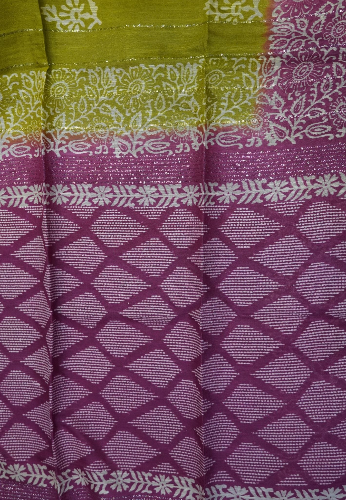 Bhagalpur Cotton Saree-Olive Green