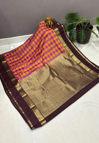 Budget Kanchipuram Saree-Purple with Contrast Border
