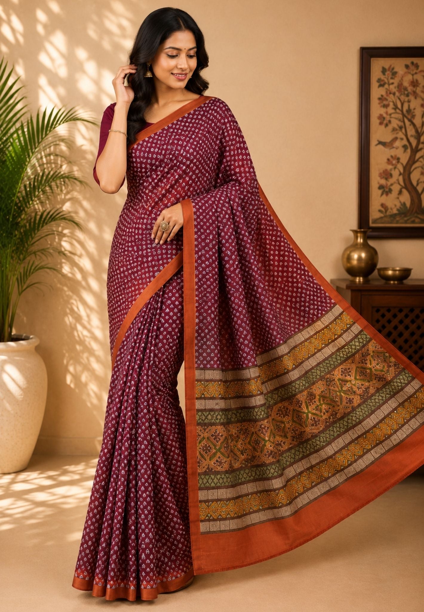 Pure Tussar Saree-Wine