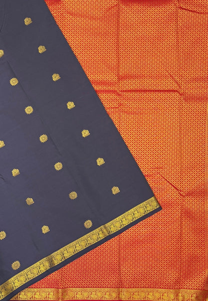 Budget Kanchipuram Saree-Greenish Purple with Small Zari Border