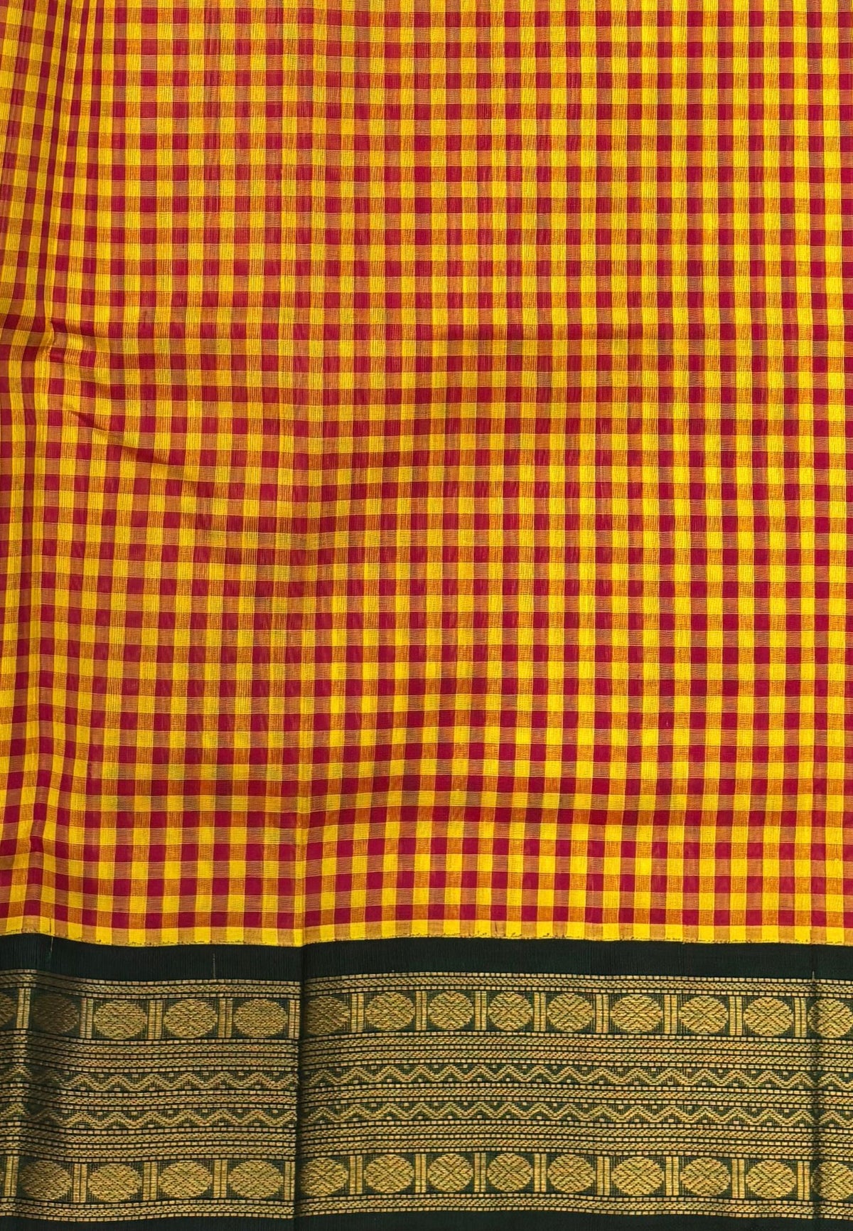 Pure Silk Cotton Saree-Yellow In Kalyani Zari With Contrast Border