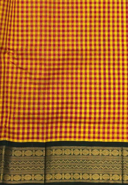 Pure Silk Cotton Saree-Yellow In Kalyani Zari With Contrast Border