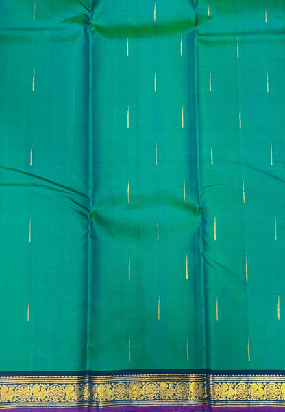 Pure Kanchipuram Silk Saree- Ramar Green with Small Border