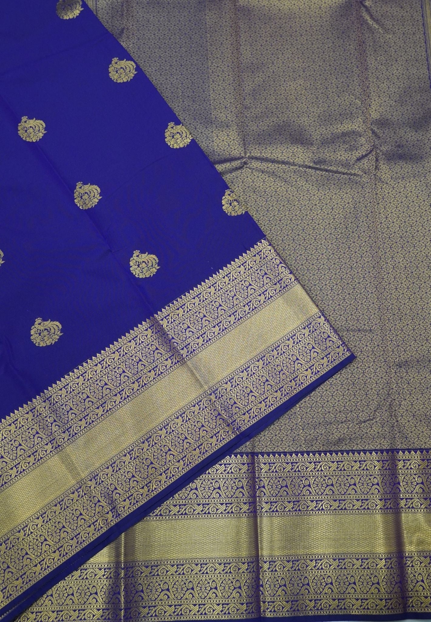 Budget Kanchipuram Saree-Purple In Floral Jaali Zari Border
