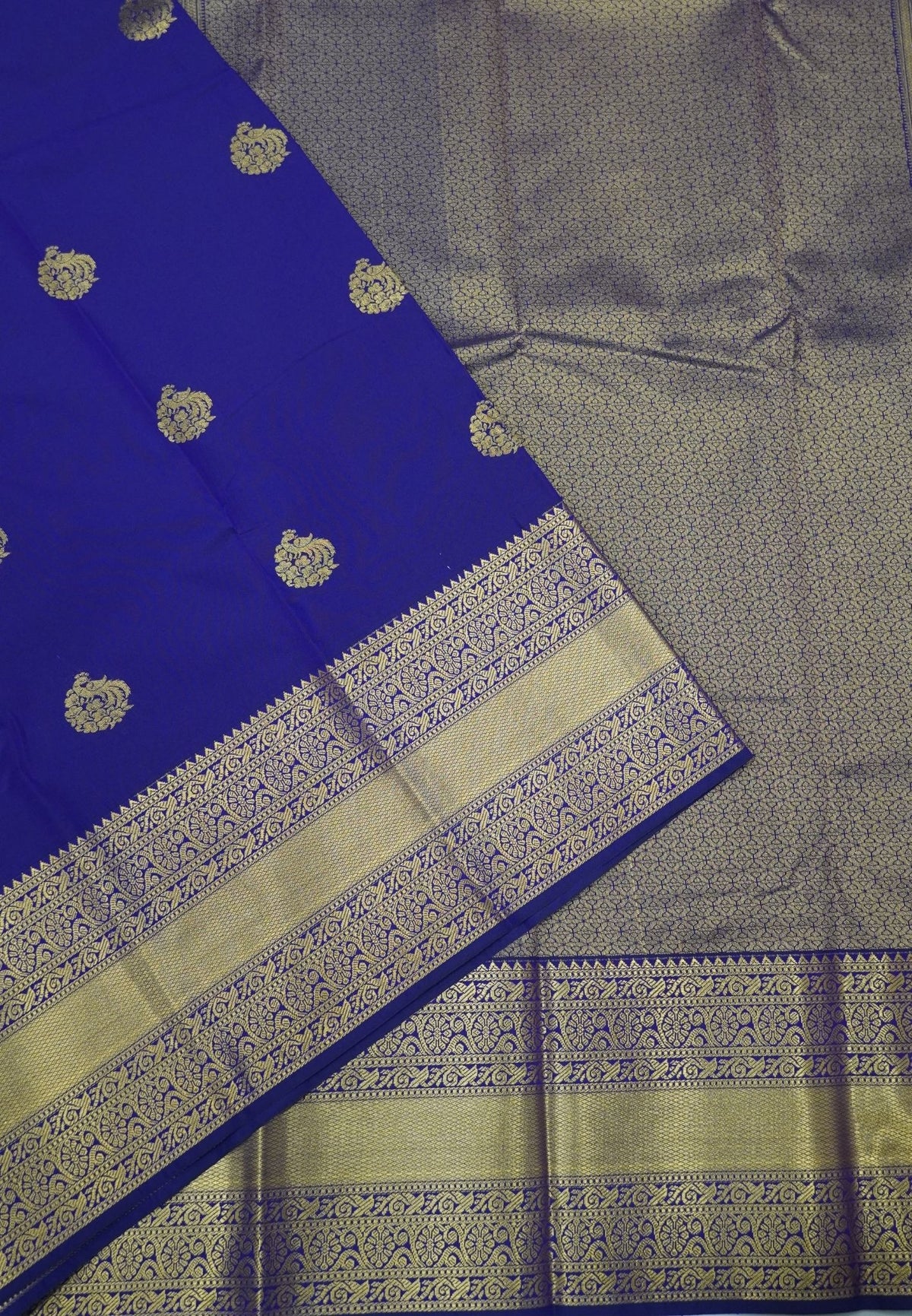 Budget Kanchipuram Saree-Purple In Floral Jaali Zari Border