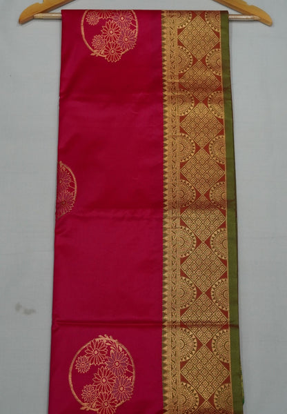 Semi Silk Saree-Rani Pink