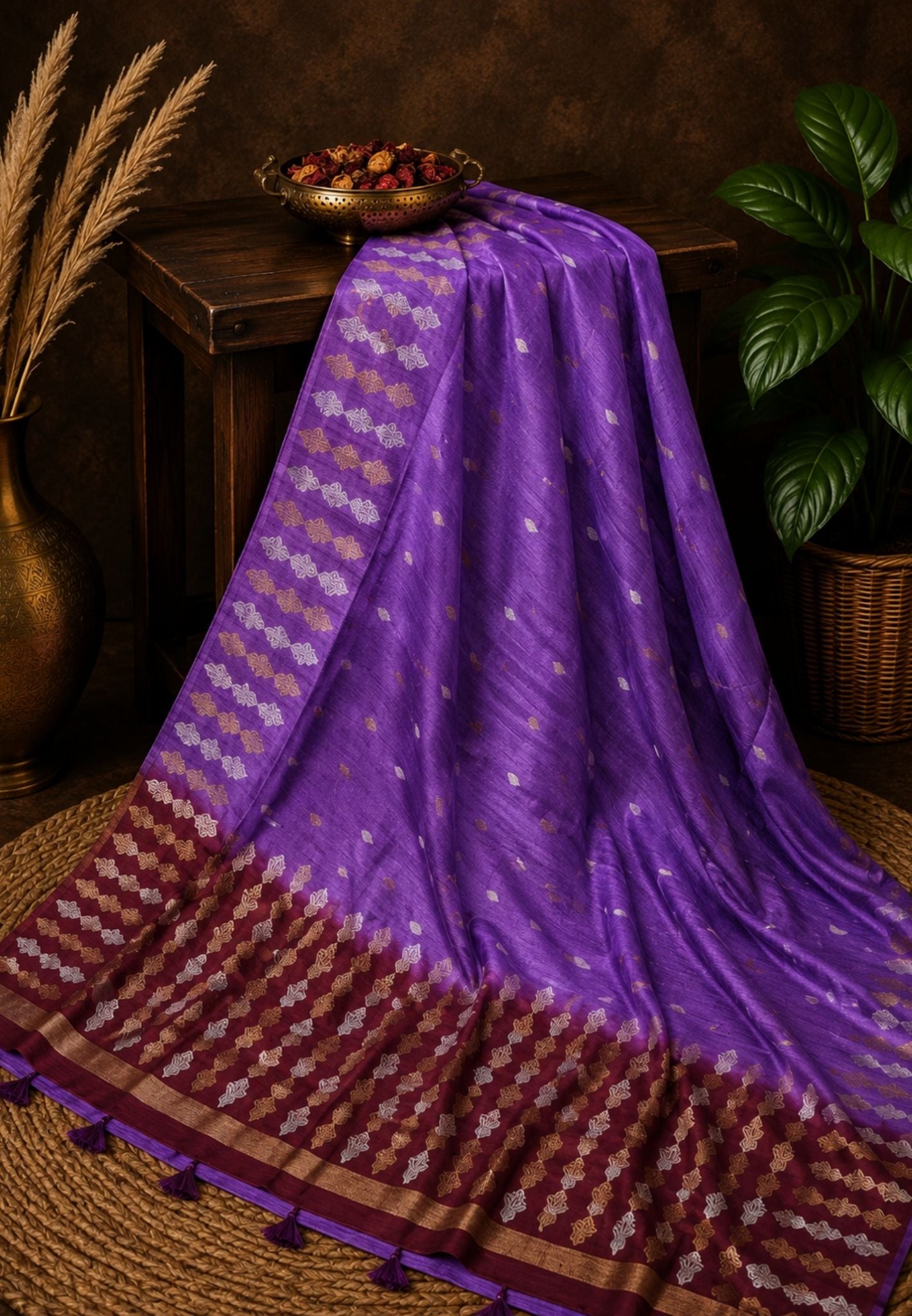 Semi  Tussar Saree - Lavender