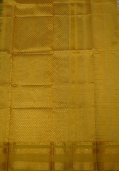 Pure Silk Cotton Saree-Sea Green in Zari Checks with Contrast Border