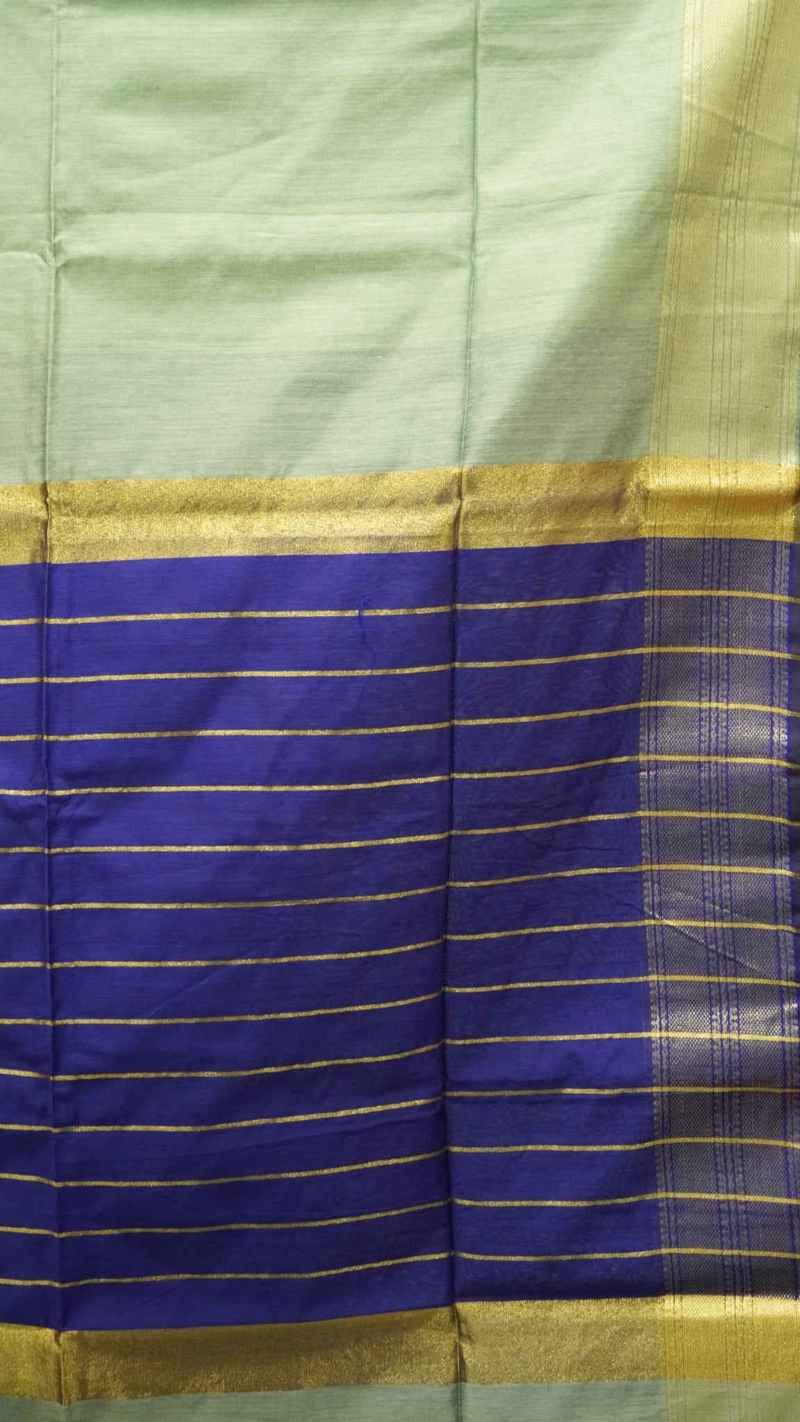 Maheswari Cotton Saree Lines-Sea Blue