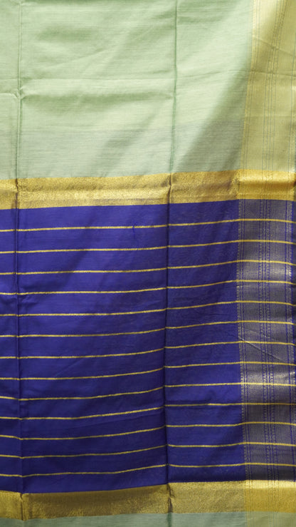 Maheswari Cotton Saree Lines-Sea Blue