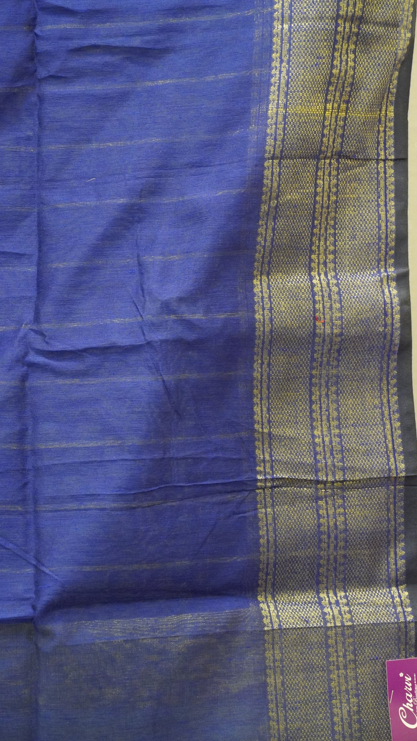 Maheswari Cotton Saree Lines-Sea Blue