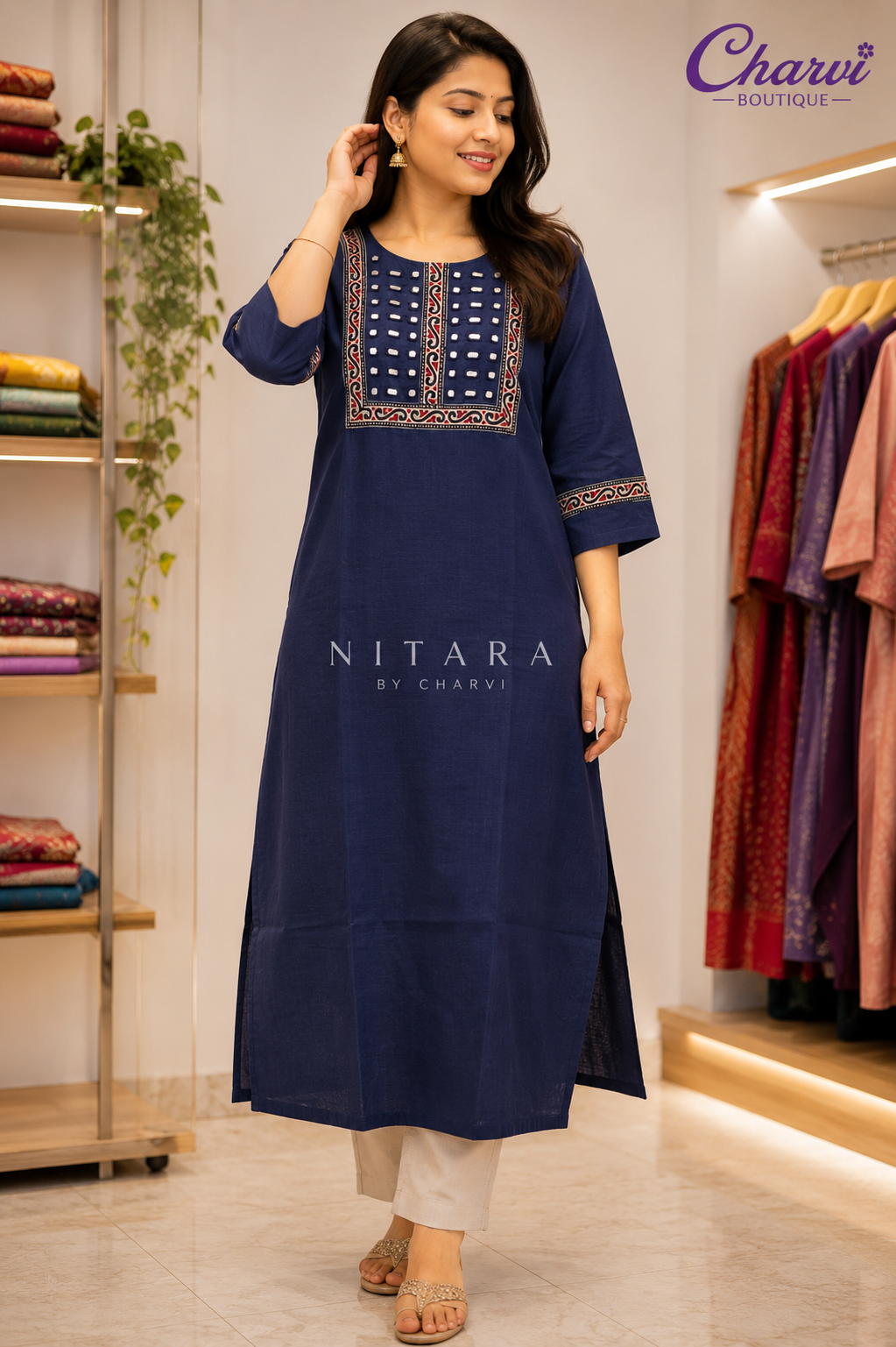 Kurti-Mirror Work