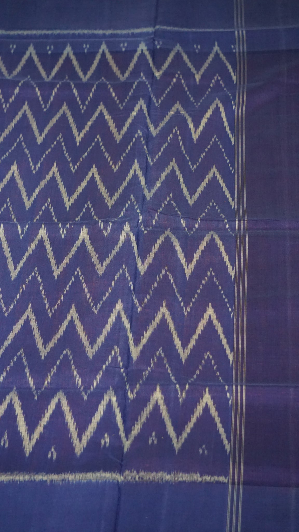 Pochampally Cotton double Ikkat Saree Orange -  Blue