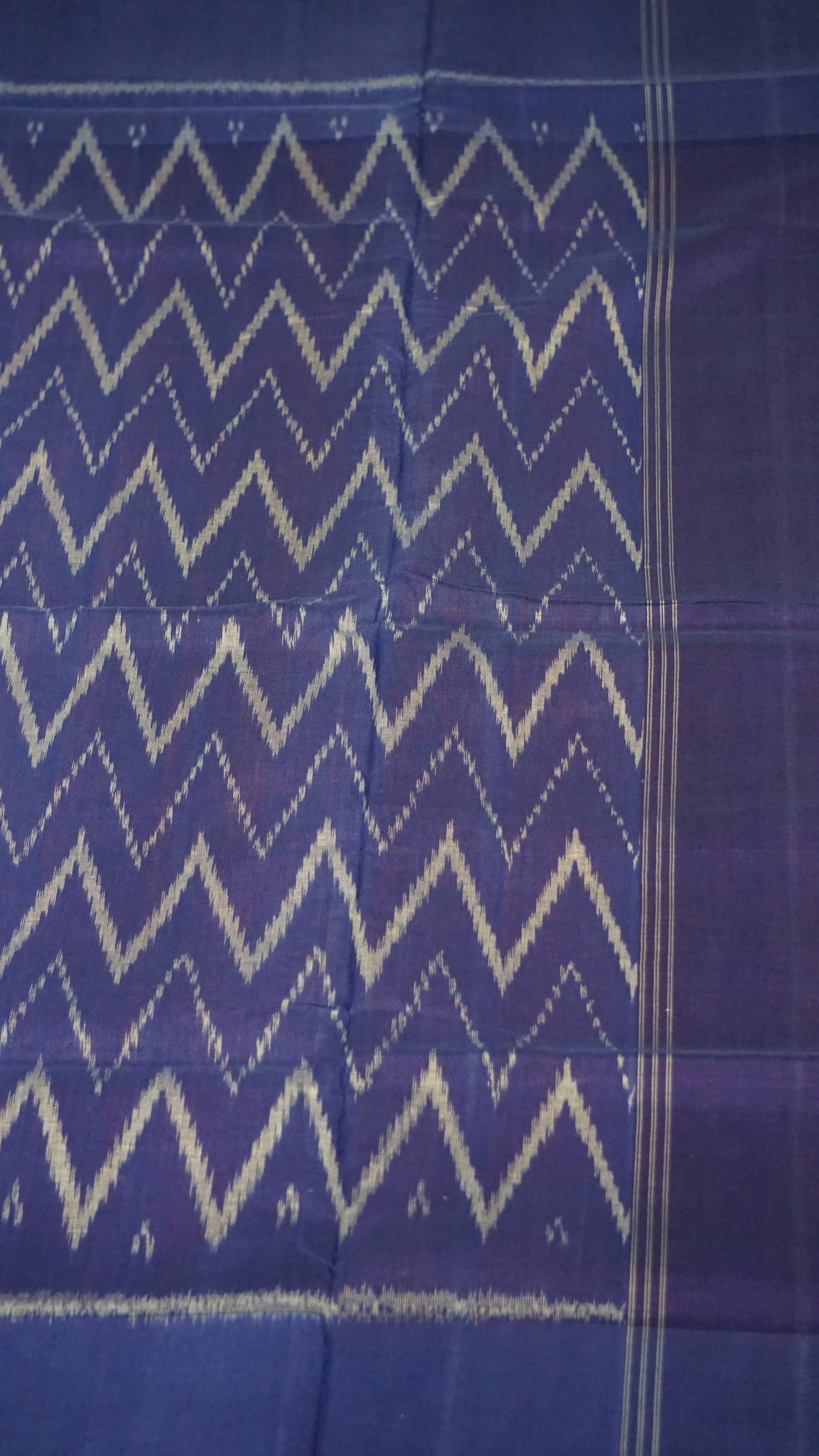 Pochampally Cotton double Ikkat Saree Orange -  Blue