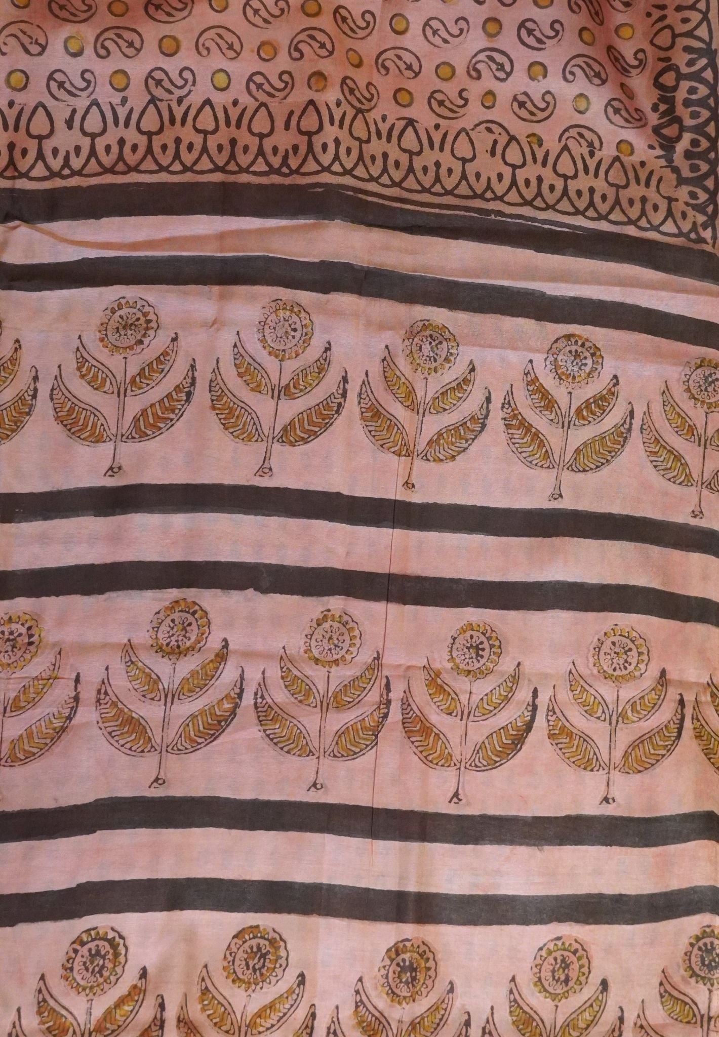 Pure Modal Silk Saree-Pale orange with Paisley Pattern