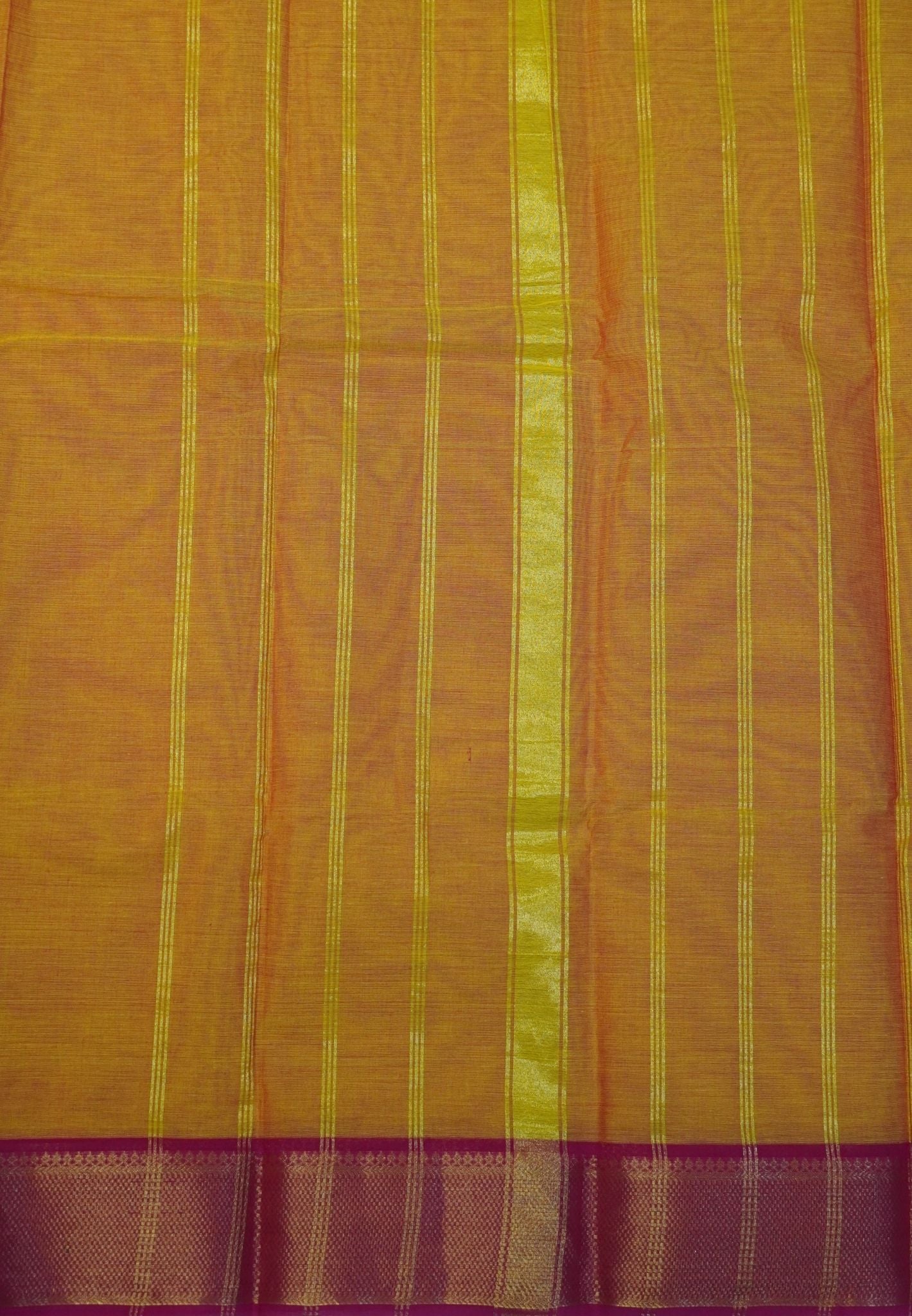 Chettinadu Cotton Saree-Mango Yellow with Rani Pink Border