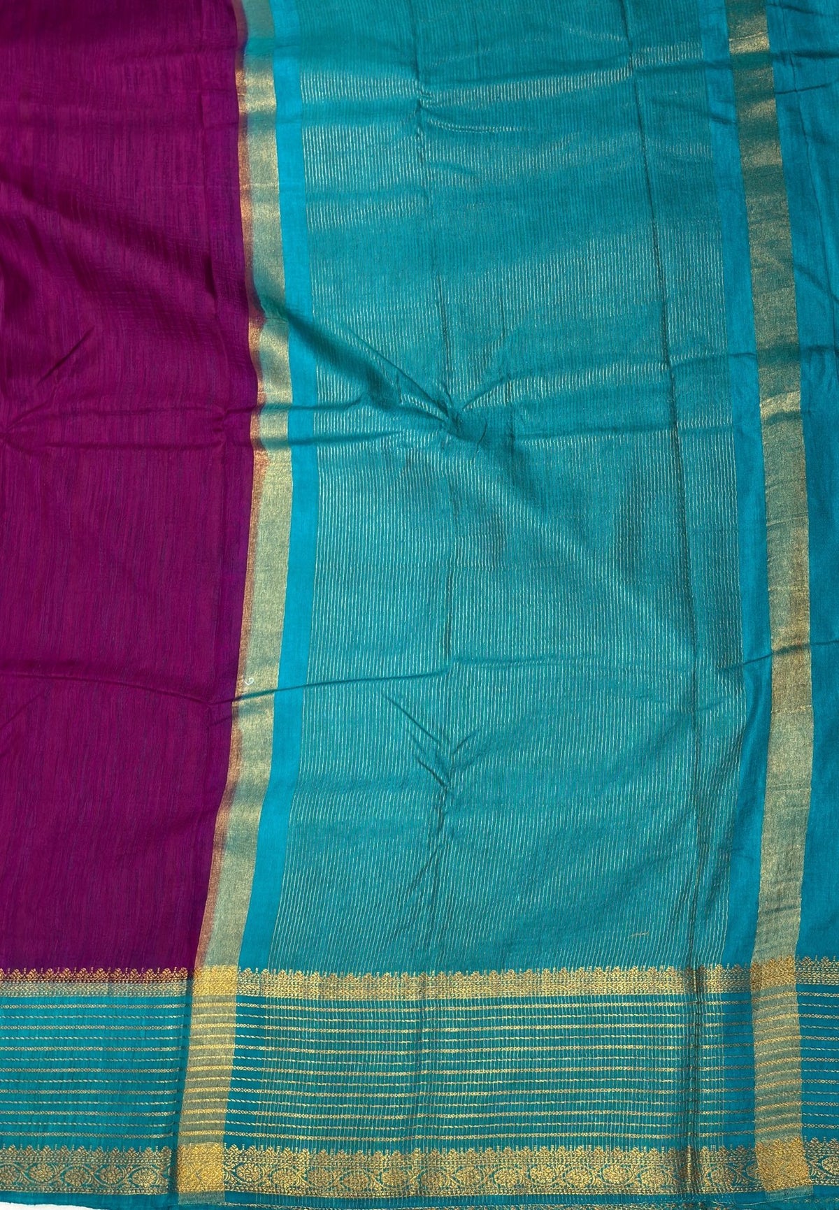 Raw Silk Saree-Purple With Contrast Border