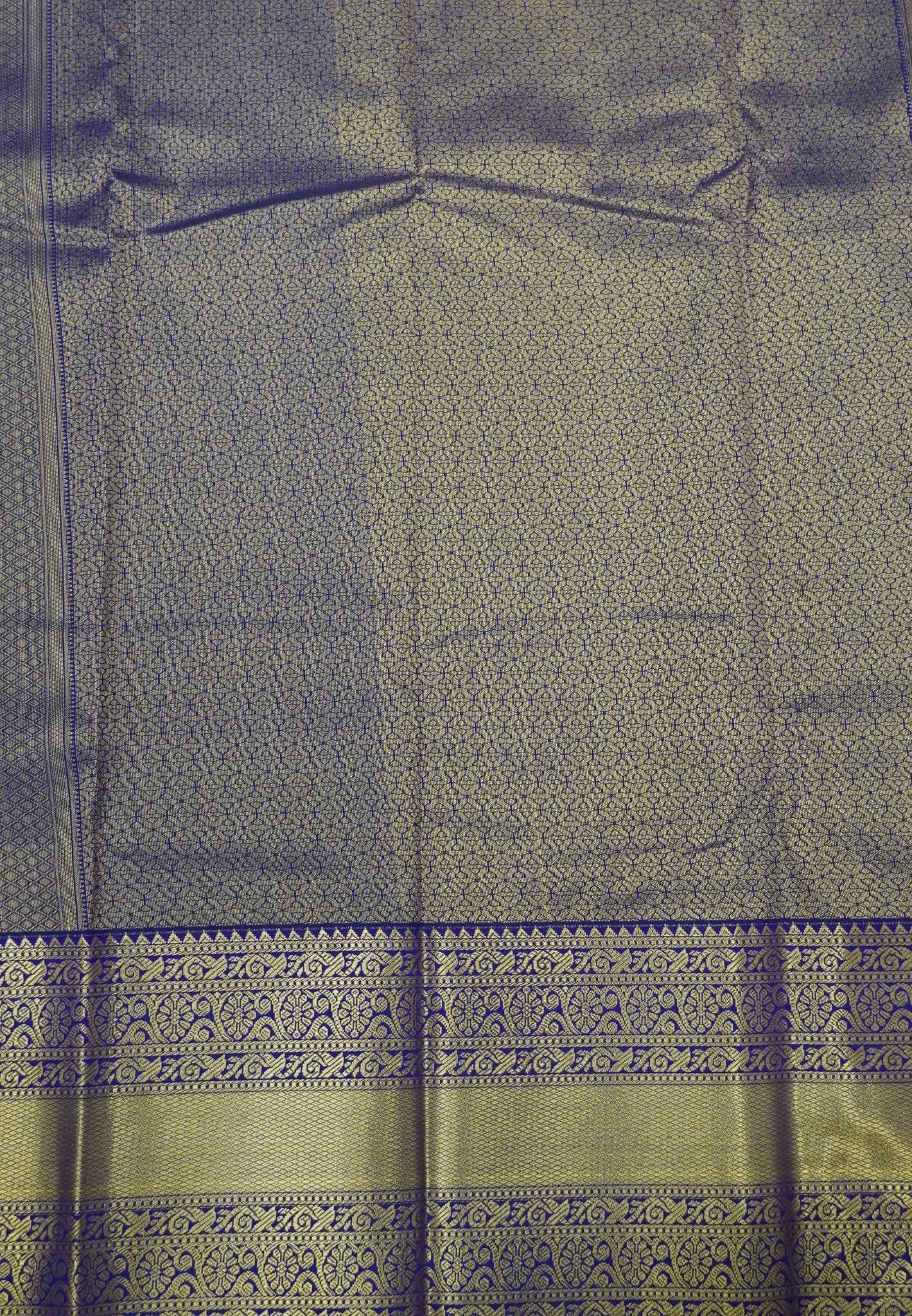 Budget Kanchipuram Saree-Purple In Floral Jaali Zari Border