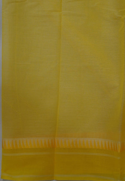 Pure Cotton Saree-Cream with Yellow in Sunshine Bloom Pattern