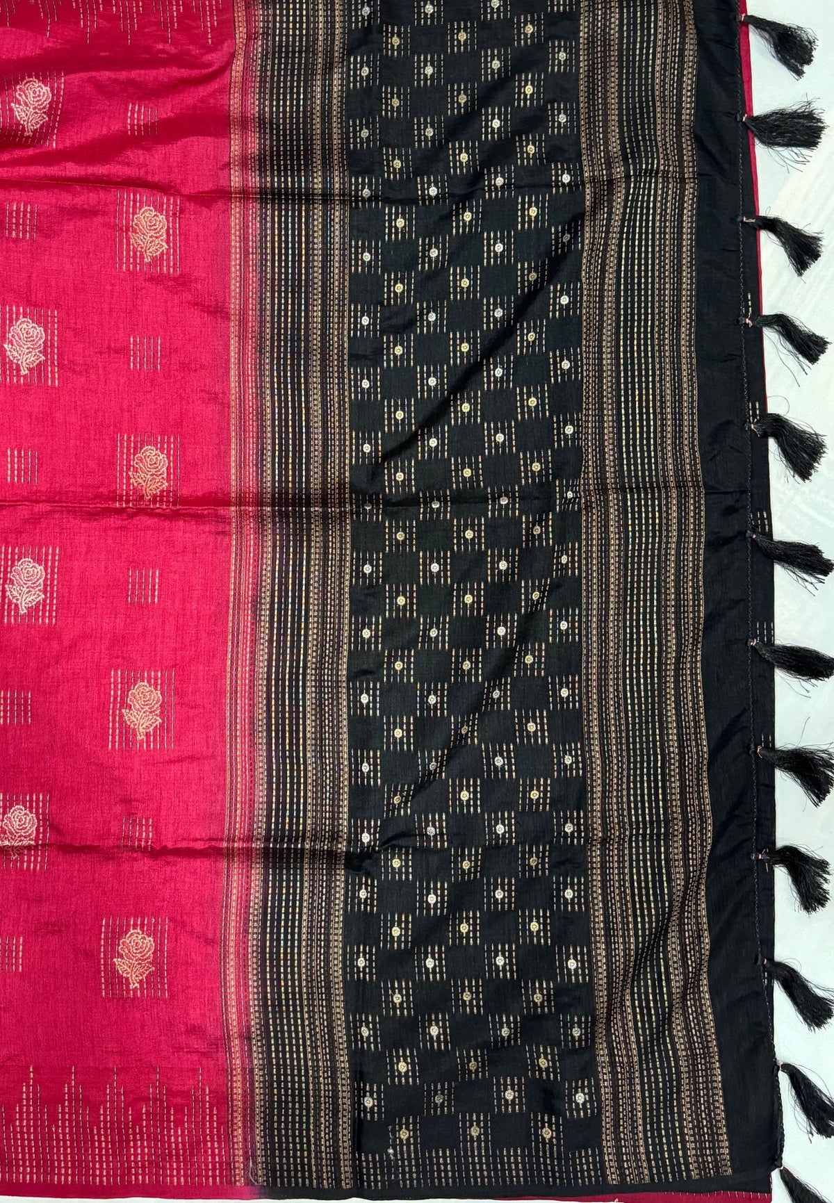 Chanderi Saree-Maroon with Zari Lines