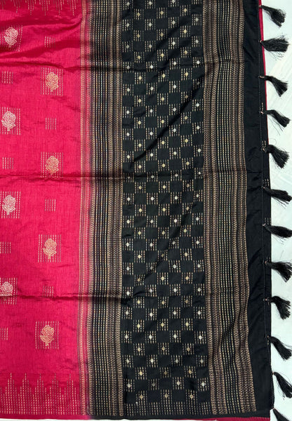 Chanderi Saree-Maroon with Zari Lines
