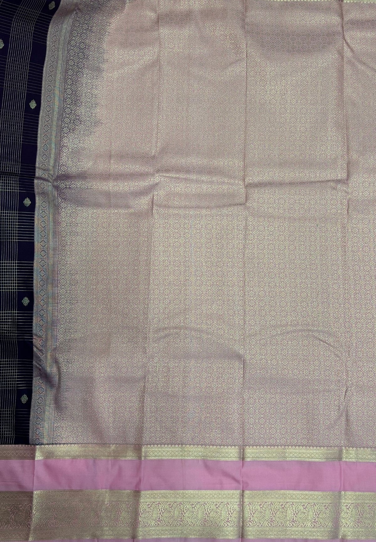 Budget Kanchipuram Saree-Dark Purple with Contrast Border