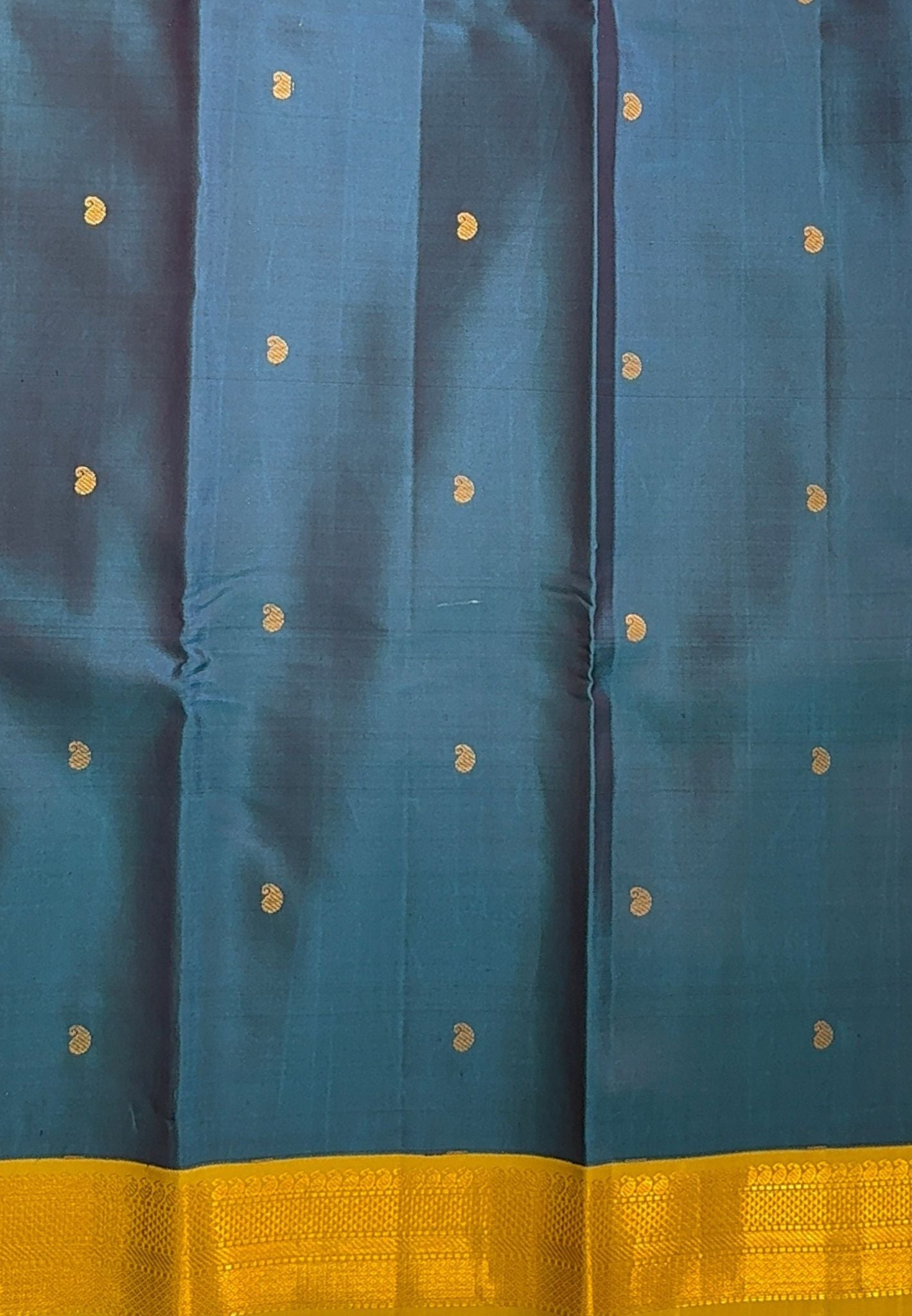 Akshayam-Pure Kanchipuram Saree Korvai Border-Peacock Blue