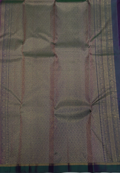 Pure Kanchipuram Silk Saree-Purple with Small Border