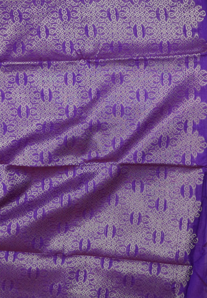 Semi Raw Silk Saree -Voilet in Kolam Pattern