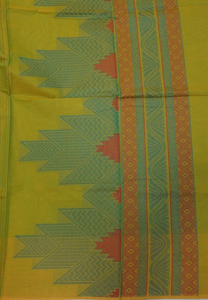 Cotton Saree-Mehandi Green in Thread Work
