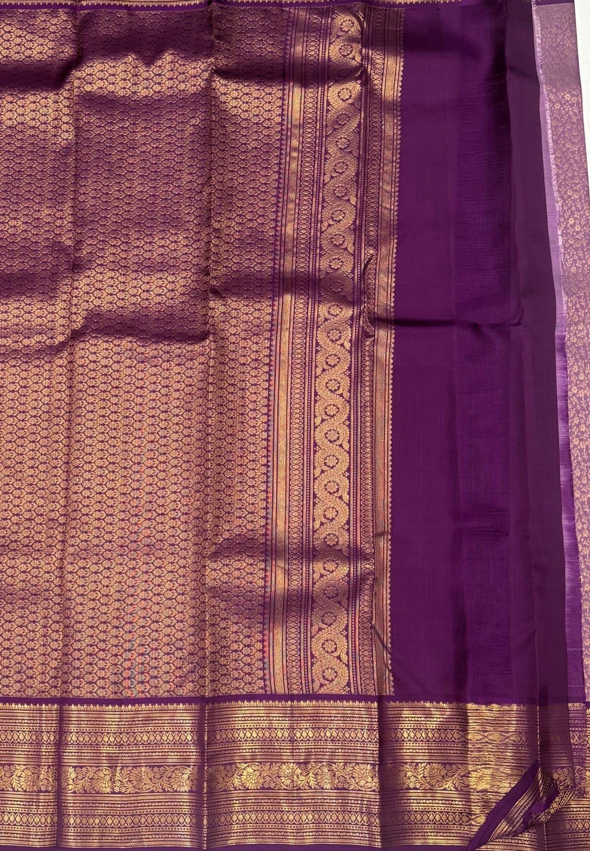 Pure Kanchipuram Silk Saree-Lavander with Contrast Border