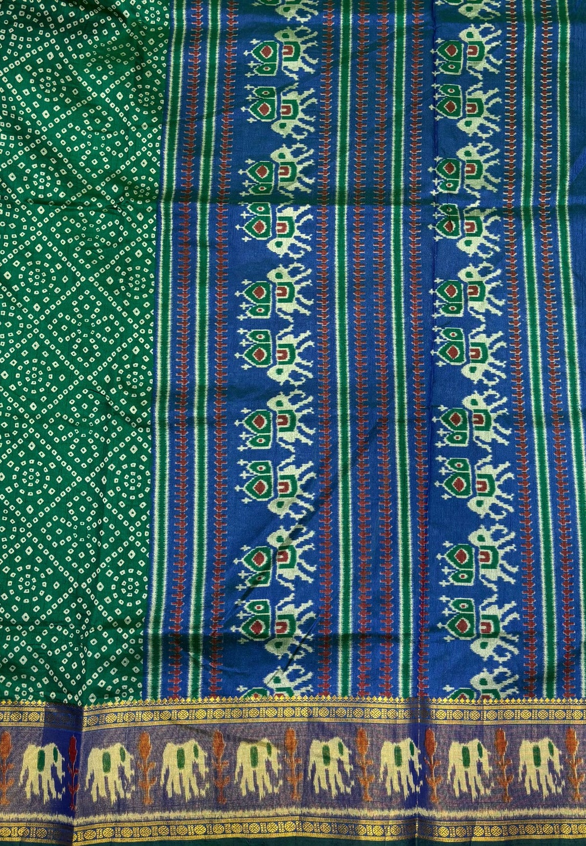 Semi Patola Saree –Green in Bandhini Pattern