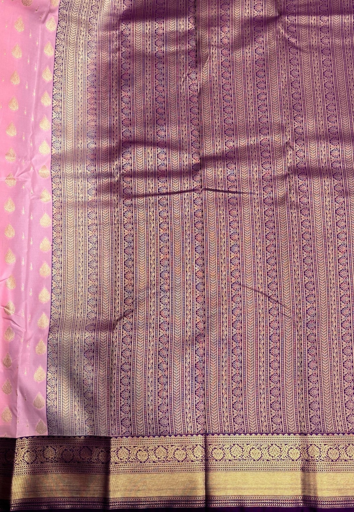 Budget Kanchipuram Saree-Baby Pink with Contrast Border