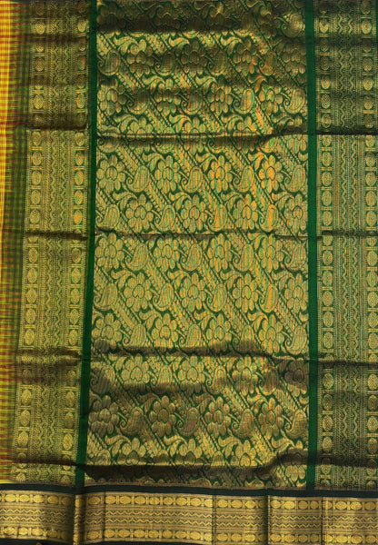 Pure Silk Cotton Saree-Yellow In Kalyani Zari With Contrast Border