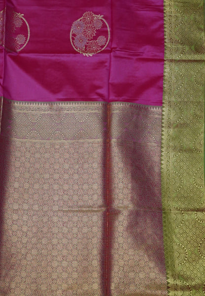 Semi Silk Saree-Rani Pink
