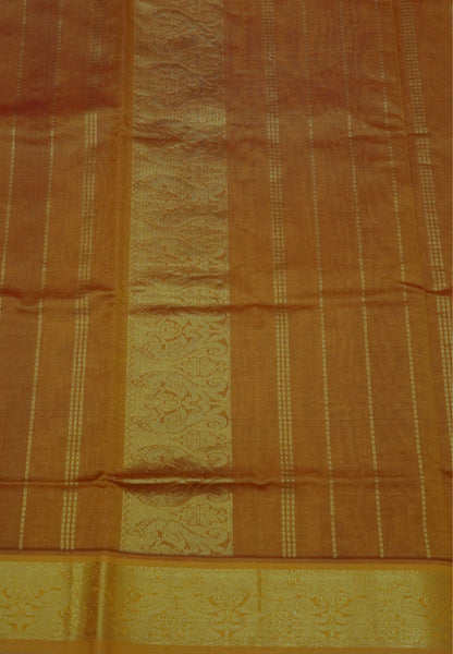 Pure Silk Cotton Saree-Red-Turmeric Yellow Zari Emboss With Contrast Border