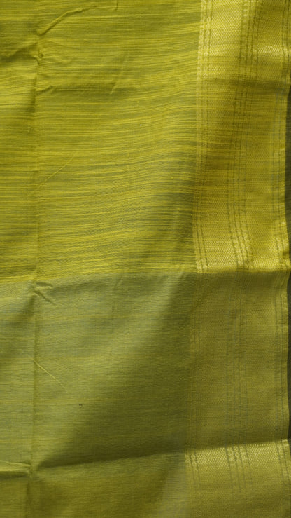 Maheswari Cotton Saree Lines-Fluorescent Green