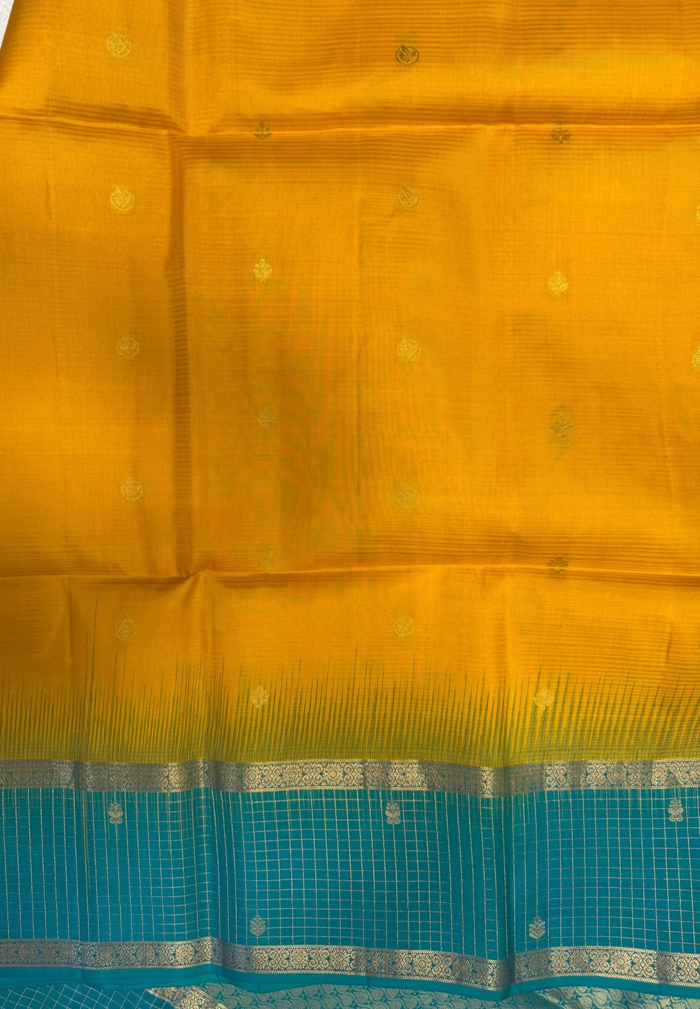 Pure Silk Cotton Saree – Yellow with Contrast Checks Zari Border