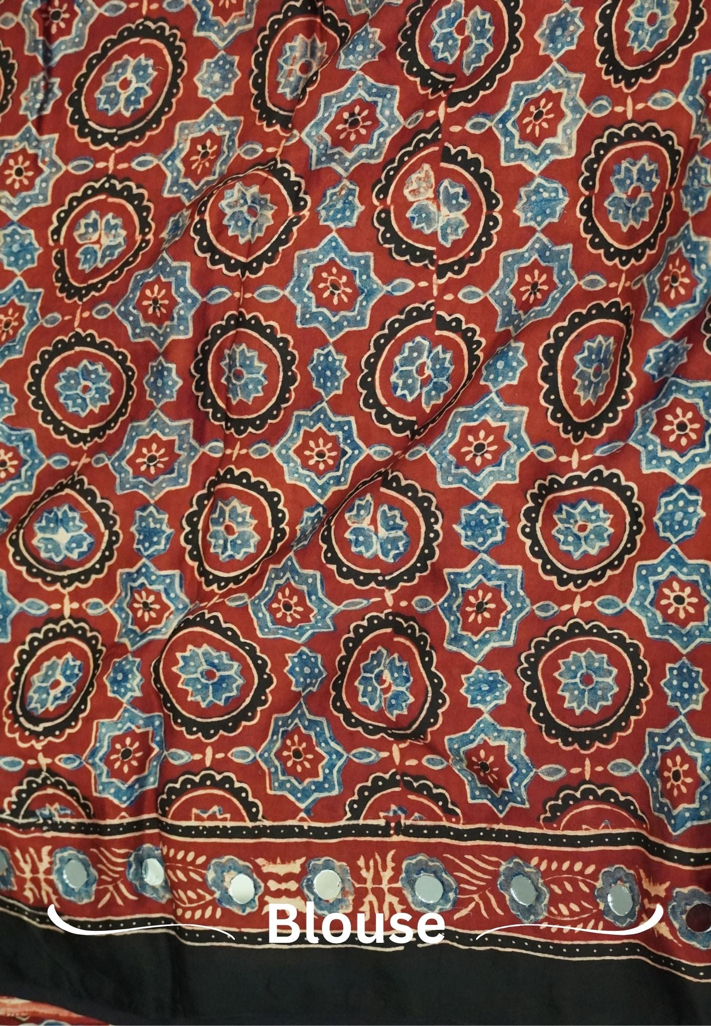 Pure Modal Silk Saree-Original Mirror Work &Traditional Printed Motifs - Black with maroon