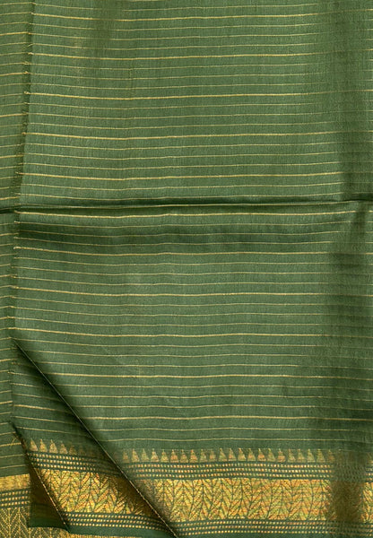 Semi Bhagalpur Tussar Saree-Cream in Zari checks with Contrast Border