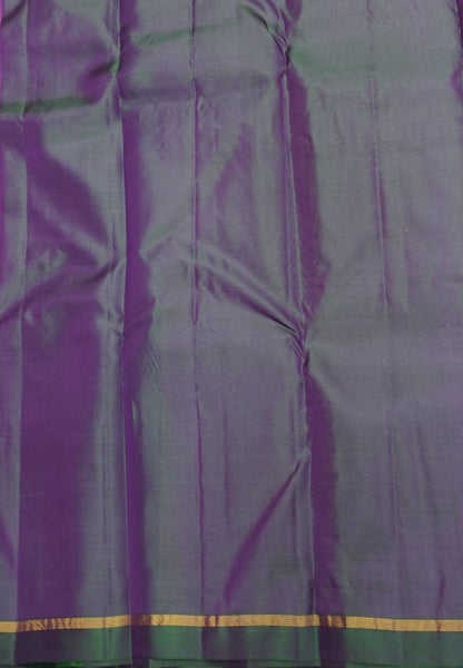 Pure Kanchipuram Silk Saree-Purple with Small Border