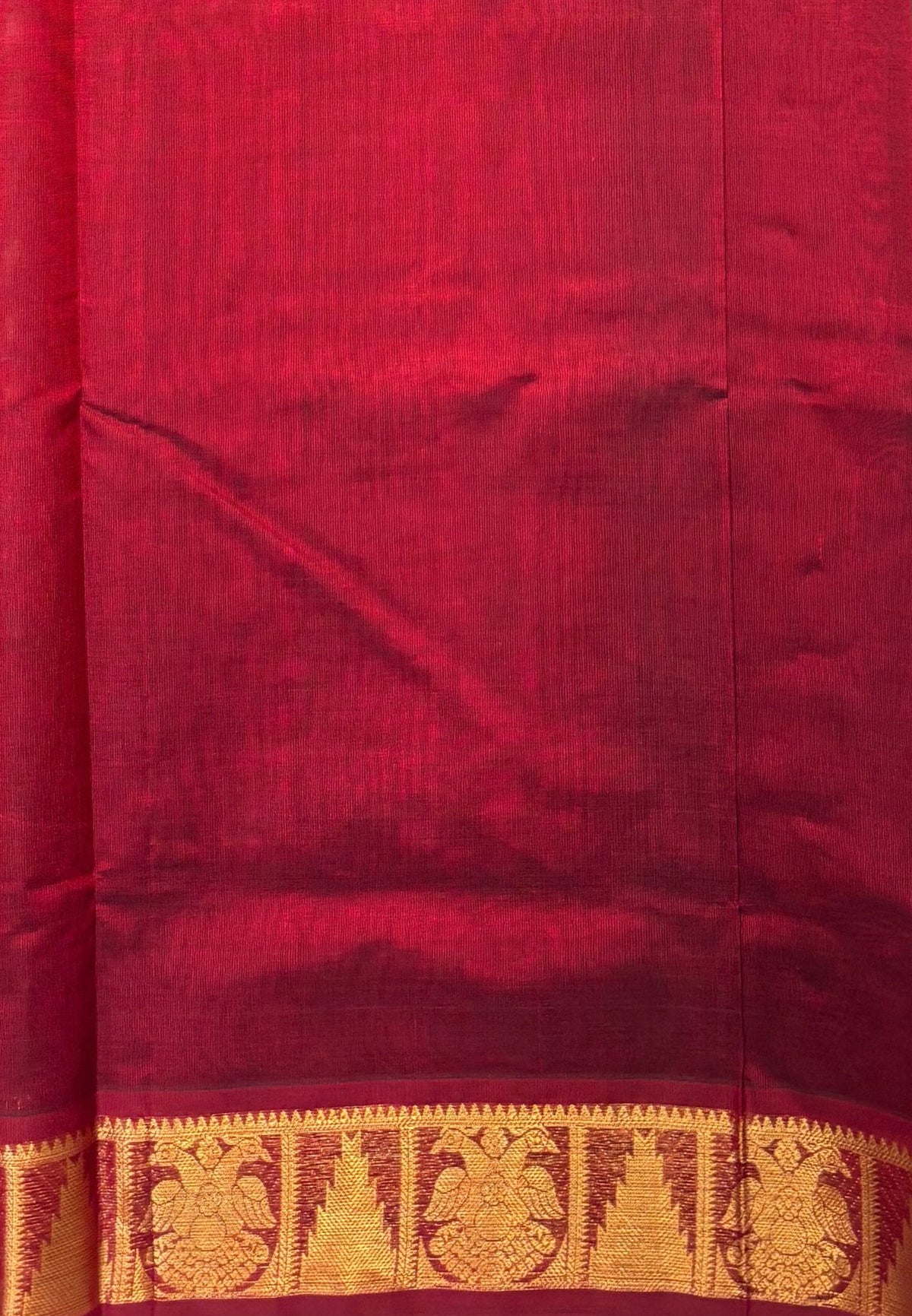 Silk Cotton Saree–Emerald Green-Maroon in Mini Buttas with Contrast Border