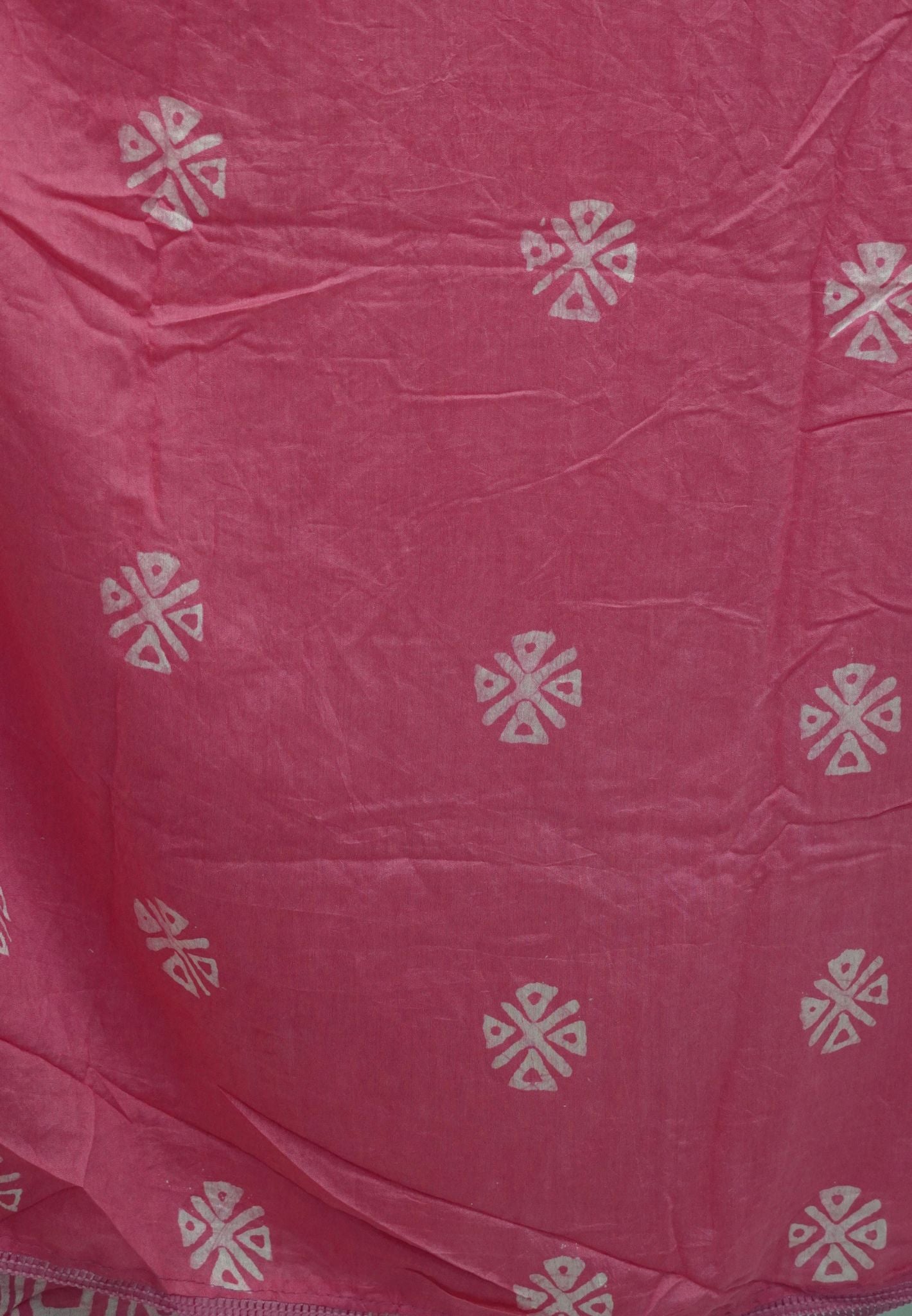 Batick Cotton Saree-Pink with Sequence Work