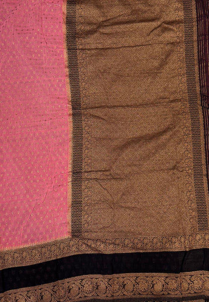 Banarasi Georgette Saree-Pink with Contrast Retapet Border