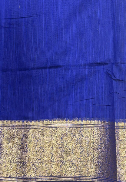 Handloom Silk Cotton Saree-Blue In Manga Brocade Zari Border