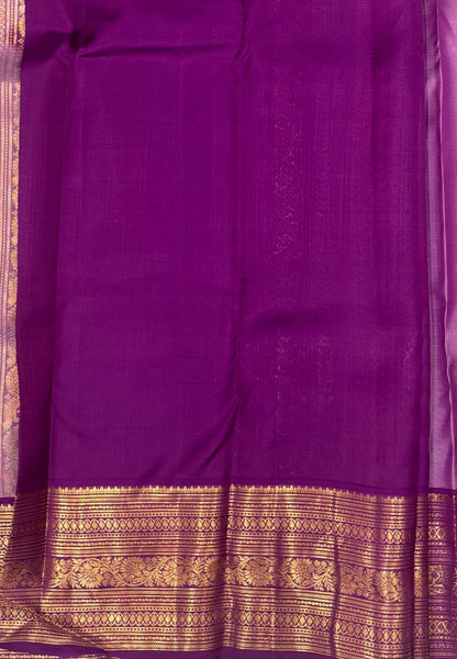 Pure Kanchipuram Silk Saree-Lavander with Contrast Border